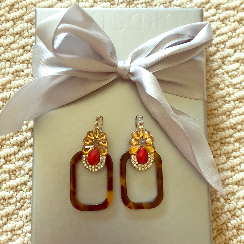 Tortoise and crystal earrings